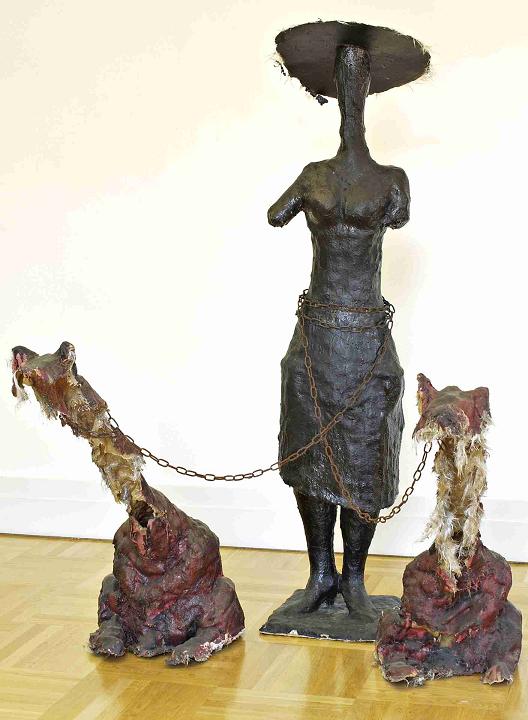 Cocotte with two dogs, 1987 by Kari Tykkylainen, 
	 Oulu Art City Museum